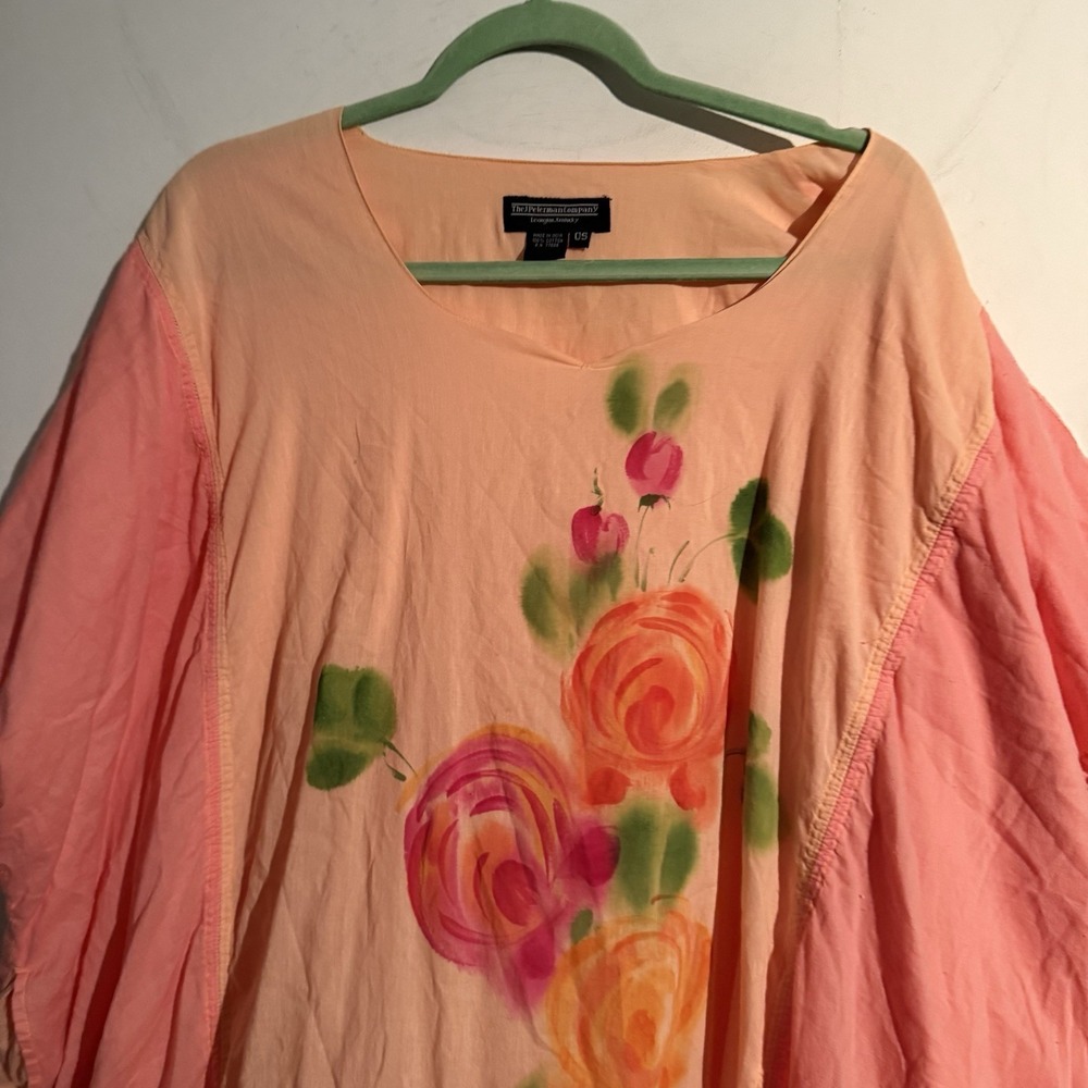 J Peterman Cotton Oversized Maxi Kaftan Muumuu Pockets One Size Floral Boho - Picture 2 of 5